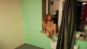 Skinny blonde horny voyeur nude dance