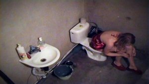 Toilet spy cam shot babe before sleep