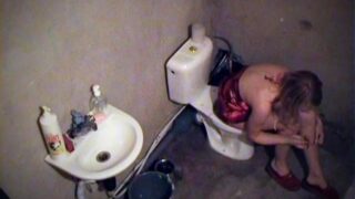 Toilet spy cam shot babe before sleep