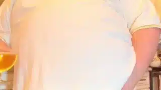 Big coach pisses after the game in his white briefs