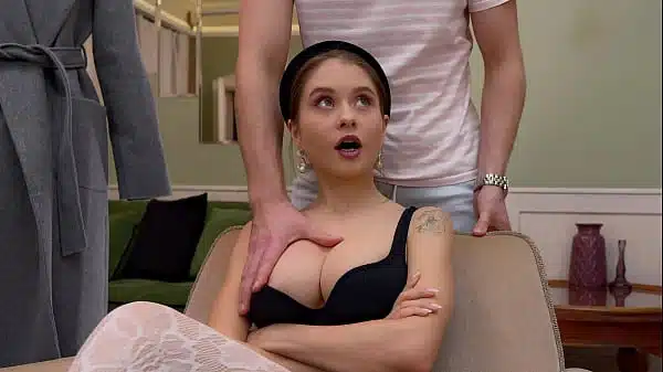 “Busty Applicant Pleasant Exam”: Stretches Gaping Pussy With Trainer Big Cock. POV