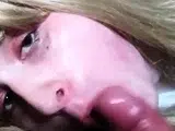 Blonde Crossdresser Swallows Huge Load from Older Man