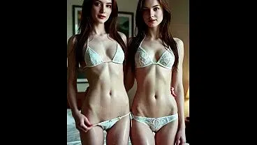 Brunette Lesbians with Wet Skin Drooling [AI]