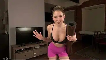 I demonstrated a new yoga to my stepbrother. Cum on face (and boobs)