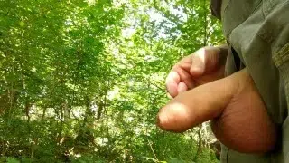 Jerking off in the forest after all day wood chopping