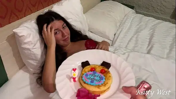 A surprise for a girl for a birthday – a cake, and a hard cock!