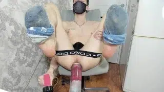 A young athletic guy in his kitchen shows a huge anal prolapse and pumps it with a huge pump