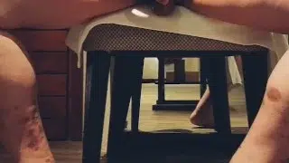 Cum spray while being fucked by a prostate massager