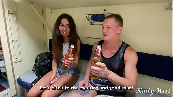 Picked up a girl at the train station and fucked her on the train – Public Threesome