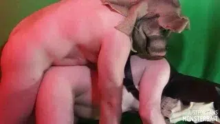 Pig mask pumping cum into his monster pal with some noisy anal. Preview of our newest film.