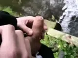 Pissing Outdoors with a Big Cock Twink