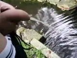 Pissing Outdoors with a Big Cock Twink