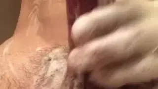 Bath time soapy hole fun with curious frat guy