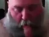 Bearded Daddy Sucks Big Cock