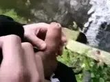 Pissing Outdoors with a Big Cock Twink