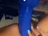 Young naughty Big solo squirt and big XXL blue dildo