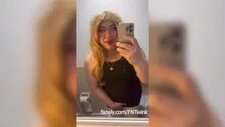 Asian crossdressing slut begs for Daddy to let her cum