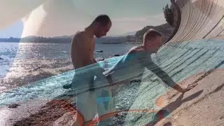 Guy gets doggystyled on the beach and cum on ass