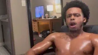 Hung black step son having an intense masturbation session while house keeping is next door 😅