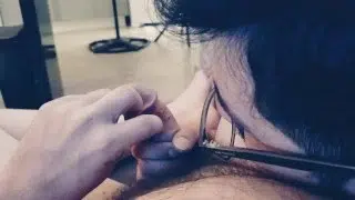 Rubbing dick on husband’s dick double cum