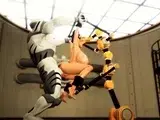 Sci-fi sex cyborg fucks hard hot brunette in restricted area